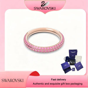 【Official Store】Swarovski (New) Rose gold and pink gemstone set round cut stone ring