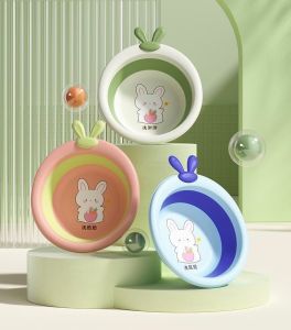 Chậu Rửa Mặt Gấp Gọn Cho Bé Hình Thỏ Vương Miện Nhựa PP Cao Cấp An Toàn Thiết Kế Gấp Gọn Tiện Lợi