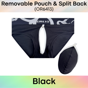 Mens Brief: Modal Fabric Brief with Removable Pouch and Slit Open Back Underwear (OR6413)
