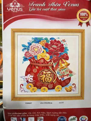 Tranh thêu chữ thập hủ tài lộc nhiều mẫu (tranh thêu kín) - nhiều kích thước