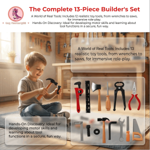 13Pcs Kids Construction Tools Toys Plastic Building Tool Kit DIY Construction Educational Toys for Children Boys and Girls Gift