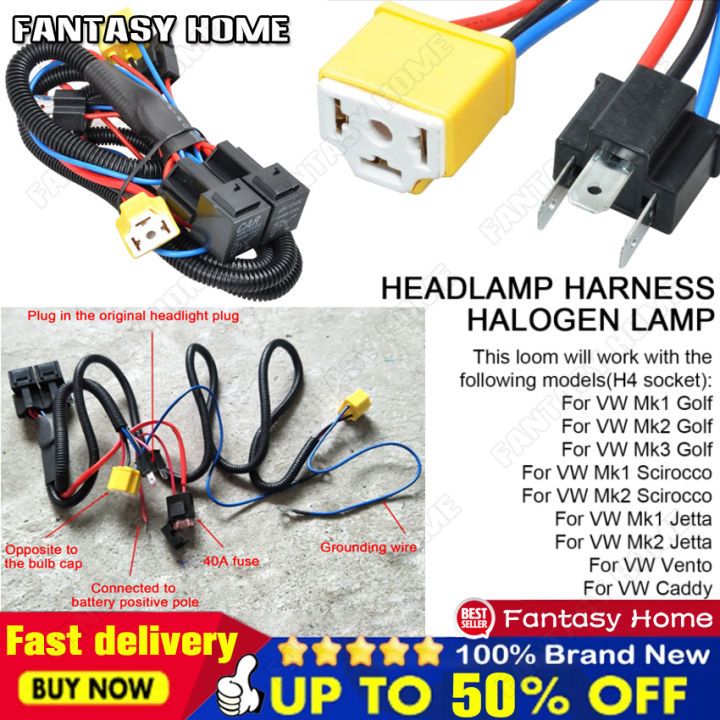 H4/H6054ST 4 Headlight Relay Wiring Harness Kit - For 4 Headlamp Systems H6054 H6024