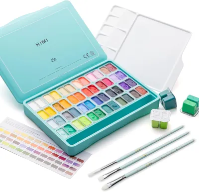 Miya Himi Twin Cup Gouache Paint Set 48 Colors (12 g) – Artist & Student Paint Set | Smooth Blend Non-Toxic | PH Stock