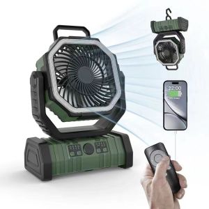 *Support Local* Outdoor Camping Fan Fishing Lamp Cooling Fan | 4 Wind Speed 3 Level LED Lamp Brightness Slient Mode Timer Mode Automatic Rotation 45⁰ and 90⁰ Rotation 10-Metre range Remote Control 20000 mAH Battery Indicator Type-C Charging Power Bank