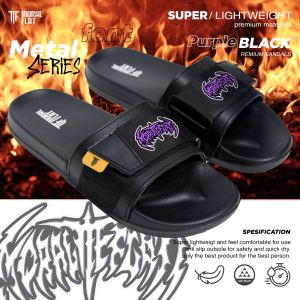 Moral Flat - Sandal Selop Casual - Karet - Metal - Hitam
