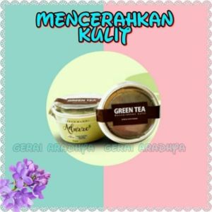 SABUN SCRUB TEH HIJAU GREEN TEA HERBAL SOAP ADUZZE  PENCERAH KULIT WAJAH DAN BADAN BPOM