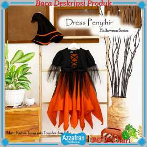 Costum Penyihir | Dress Kostum Halloween Anak Perempuan dan Dewasa | Baju Karnaval Ulang Tahun