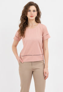 Krizia Lace Trimmed Round Neck Blouse Top