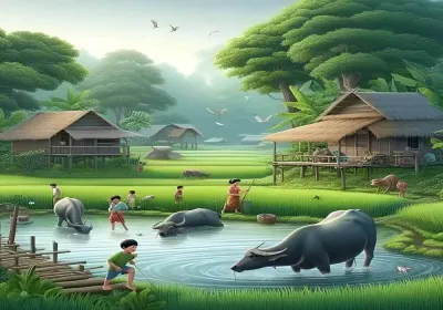 LUKISAN POSTER CETAK PEMANDANGAN ALAM DESA BIG JUMBO BEST SELLER + BINGKAI