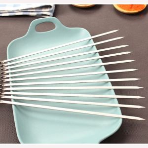 Alat Tusuk Sate BBQ Stainless Steel / Tusukan Sate Kambing Ayam Sosis Bisa Dipakai Ulang 1PCS