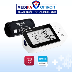 Máy Đo Huyết Áp Cao Cấp Omron HEM-7361T Cảnh Báo Đột Quỵ Kiểm Tra Kép Cho 2 Người Dùng