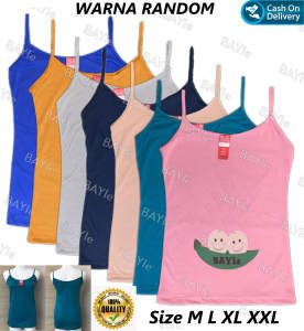 BAYIe - 1 PCS Singlet / Tanktop / Kaos Dalam Wanita Remaja Tali Kecil Bahan Katun Warna RANDOM Size M L XL XXL