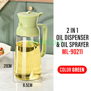 SellinCost 2in1 GLASS Oiler Spray Oil Bottle Vinegar Dispenser 550ml BBQ Cooking Oil Sprayer Dispenser Bottles Botol Minyak Masak Dapur Kitchen 便携式喷油瓶 ML-90211