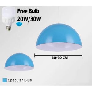 Hemispherical Metal Pendant Lamp Solid Yellow Red Black Blue White Hanging Light Nordic Shop Fixture