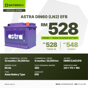ASTRA DIN60 LN2 EFB Car Battery (Next Day Delivery)