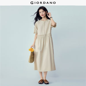 Giordano Women Cooling ruffle ruched waist maxi dress Free Shipping 05466318