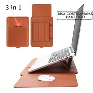 Laptop Sleeve Kulit Tas CR4 Laptop 11 12 13 14 15 16 inch Bisa Costum Nama Logo