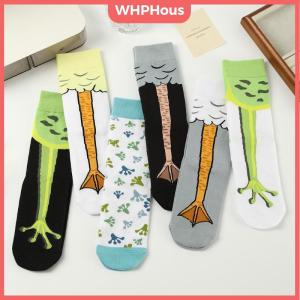 WHPHous Women Ankle Socks Cartoon Frog Print Japanese Funny Creative Fashion Street Spring Autumn Breathable Cute Girl Short Socks