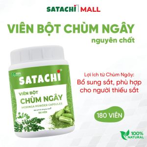 Viên Bột Chùm Ngây nguyên ch ất SATACHI. Phát triể n chiều cao bổ su ng sắt ph ục hồi ch ức nă ng g an. Hộp 180 viên.