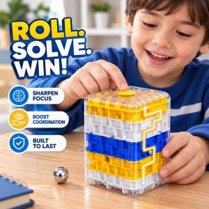 3D Maze Cube Rolling Ball Puzzle Six Sided Handheld Brain Teaser Fidget Stress Relief Family Game Gift For Kids Adults Toy
