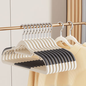 JustLiving 10Pcs Bar Design Heavy Duty Plastic Hangers Durable Clothes Hangers with Non-Slip Pads 360° Swivel Hook - Space Saving Hanging Dry Wet Clothes Great for Shirts/Pants/Scarves