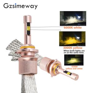 New 3-color 9005 HB3 Auto LED H11 H7 H4 Headlight car headlamp tricolor H1 H8 H16 H3 HB4 9012 H27 9006 bulbs 3000k 4300k 6000k in one lights fog lamp 90w 11000lm 12V-24V