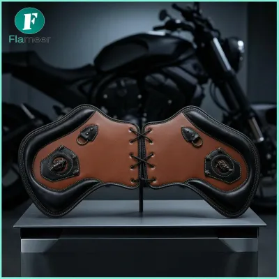 Motorcycle Heat Shield PU Leather Saddle Guard for Tourer Bike Frame Protector with Skull Decoration Accessories