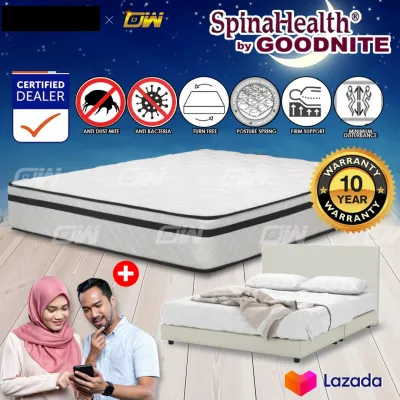 [Free Shipping] Goodnite By Spinahealth 10 Inch 5 Zone Chiropractic Spring With Single/Super Single/Queen/King Size Mattress Free Amber Bedframe Set / Beli Tilam PERCUMA Amber Bed Frame / Katil ( Mattress - 10 years Warranty)