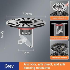ตัวกรองท่อระบายน้ำป้องกันการอุดตัน สำหรับห้องน้ำและห้องครัว กับดักท่อระบายน้ำ ป้องกันกลิ่น แมลงและเศษซาก ใช้งานได้จริง