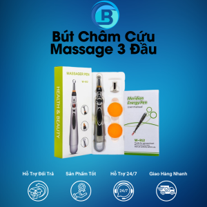 Bút Dò Huyệt Xung Điện Bút Dò Huyệt Châm Cứu Massage Cao Cấp 3 Đầu Bút Massage - Châm Cứu Xung Điện Trị Liệu Bút dò huyệt xung điện châm cứu 3 đầu - Trị liệu giảm đau cơ xương khớp massage làm đẹp giãn gân cứng cơ thông kinh lạc