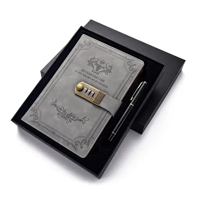 A5 retro password book with lock diary thickened creative hand ledger student notepad stationery notebook