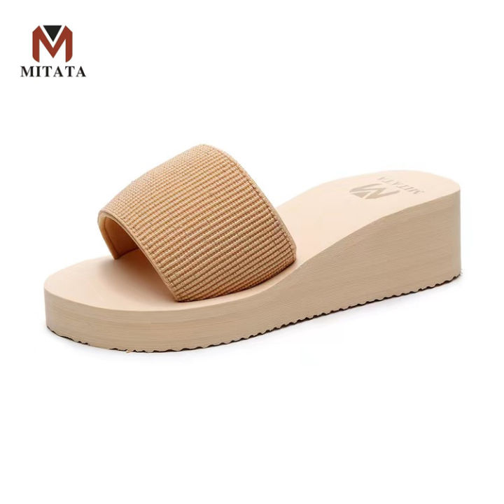 MITATA 5CM Wedge Non-Slip Sole Women Slippers Lazada PH