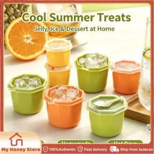 Reusable Ice Cube Mold Portable Mini Polygon Ice Cup With Lid  Ice Tray Summer DIY Refrigerator Freeze Ice Maker Ice Cream
