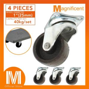 Plate Type Steel Wheel Casters 1" for Industrial Automotive Trollies (4 pcs)