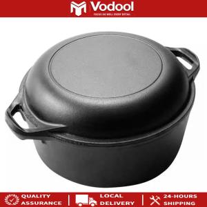2 in 1 Iron Dutch Oven Pot with Skillet Lid Skillet Cookware Pan Set with Dual Handles for Bread Baking