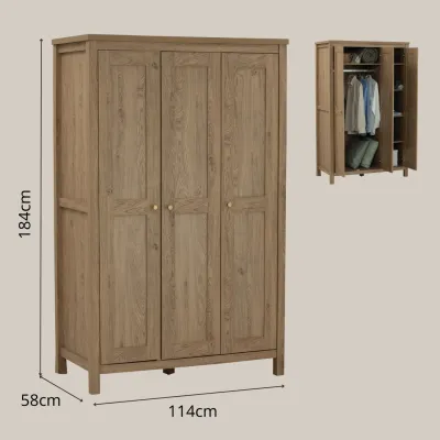 Furniture Direct KOMANI RONDA 110cm 3 Door Wardrobe-Oak