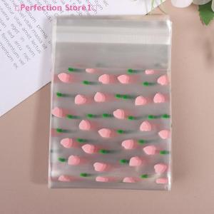 🎀Perfection Store1🎀 100Pcs Heart Shaped Transparent Candy Bag Biscuit Snacks Plastic Bag Baking Decoration Packaging Self-adhesive Bag