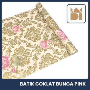 Adipatidinding - Wallpaper Dinding Motif Batik Coklat Bunga Pink Ukuran 45 Cm x 10 Meter Wallpaper Stiker Dinding Motif Batik Coklat Bunga Pink Wallstiker Motif Batik Coklat Bunga Dekorasi Dinding Dekorasi Rumah Dekorasi Ruang Tamu Dekorasi Kamar Tidur