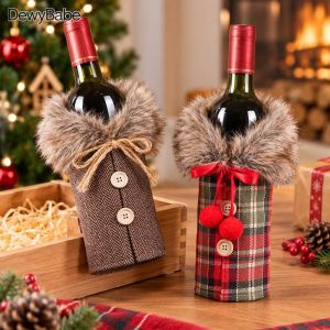 Christmas Wine Bottle Cover Xmas Home Decor 2025 Navidad Noel Natal Ornament New Year 2026 Gift