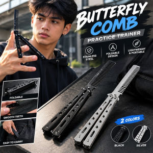 Butterfly Comb Practice Trainer Foldable Stainless Steel Beginner Flip Training Comb Portable Metal Comb for Men Women