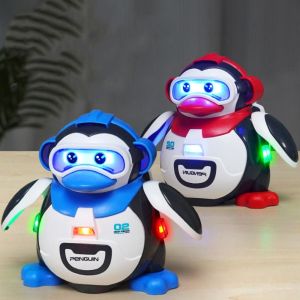 YOUSHI TOP Electronic Penguin Moving Walking Toy Interactive Sound and Light Penguin Dancing Robot Toys Mini Robot 360 ° Rotating Mechanical Penguin Simulation Model Kids Birthday Gifts