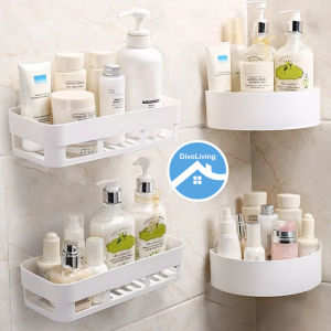 Self Adhesive No-punching Bathroom Rack Wall Mounted Plastic Kitchen Storage/Rak Bilik Mandi