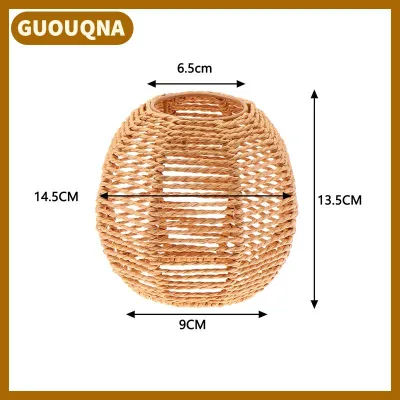GUOUQNA 1 Piece Vintage Hanging Lampshade Handmade Woven Lamp Shade For Living Room Bedroom Hotel Simulated Rattan Light Fixture