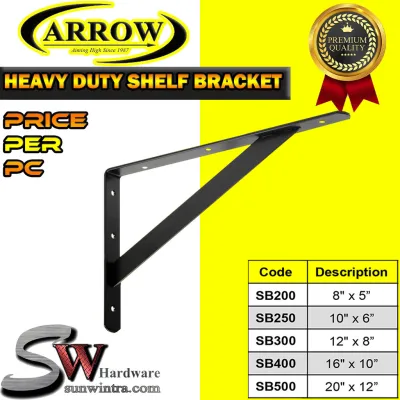 ARROW HEAVY DUTY SHELF BRACKET EPOXY BLACK #SB (5 SIZE AVAILABLE) PRICE PER PC