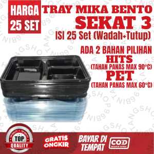 Tray Mika Bento Sekat 3 DAN 4 / Tray Bento 3 DAN 4 Sekat / Box Bento [ HARGA 25 SET ] PEMBELIAN 50 SET GRATIS KARDUS PEKING/ MIKA SUPER TEBAL