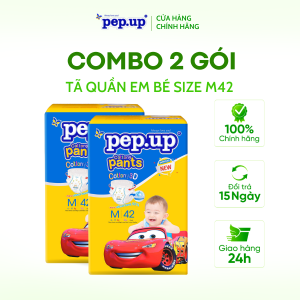 Combo 2 gói Tã/ Bỉm Quần Em Bé Pep.up Cottony 3D Gói Đại Siêu Mềm Mại Siêu Khô Thoáng Size S/M/L/XL