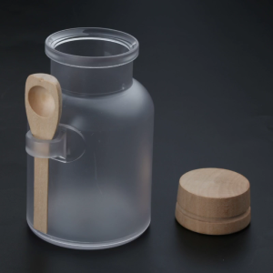 Scrub Bath Salt Bottle wth Wooden Spoon and Soft Cork Storage Stopper for Coin Bead Ring Earring Organizer