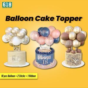 Balloon Cake Topper Confetti 13/3 pcs per set Gold Silver Wedding Birthday Decoration
