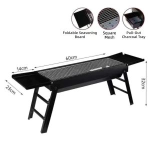 VALUEPULSE แบบพับได้ บาร์บีคิวเตาถ่าน แบบพกพา พร้อมถาดข้าง 2 ชั้น บาร์บีคิวกริลล์ ใหม่ นержักรส เตาย่างแบบตั้งโต๊ะ ทำอาหารกลางแจ้ง