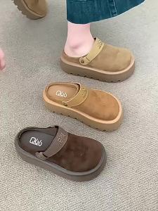 [Free Shipping] Slip-on half slippers for women 2026 new style thick-soled height-increasing autumn two-way wear slippers
